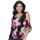 Women's Jennifer Lopez Cold-shoulder Necklace Top, Size: Medium, Black