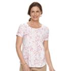 Women's Croft & Barrow&reg; Textured Floral Scoopneck Tee, Size: Xxl, White