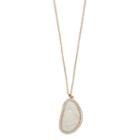Lc Lauren Conrad Long Pink Simulated Opal Halo Pendant Necklace, Women's, White