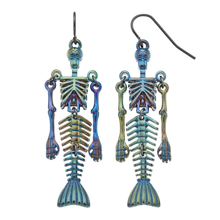 Shaky Skeleton Nickel Free Drop Earrings, Women's, Multicolor