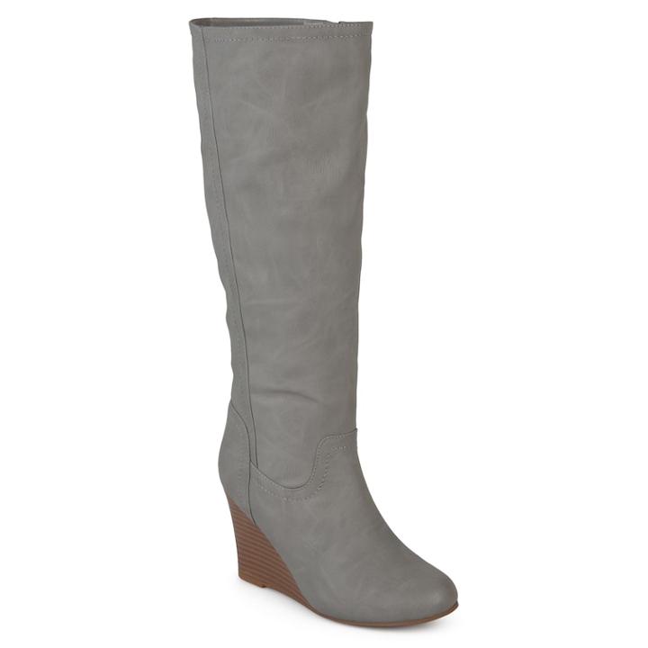 Journee Collection Langly Women's Wedge Knee High Boots, Size: Medium (11), Med Grey