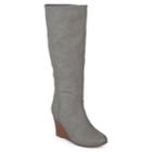 Journee Collection Langly Women's Wedge Knee High Boots, Size: Medium (11), Med Grey