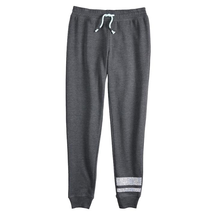 Girls 7-16 & Plus Size So&reg; Fleece Jogger Leggings, Size: 10, Dark Grey