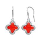 Marie Claire Jewelry Crystal Silver Tone Clover Drop Earrings, Women's, Size: 17, Orange