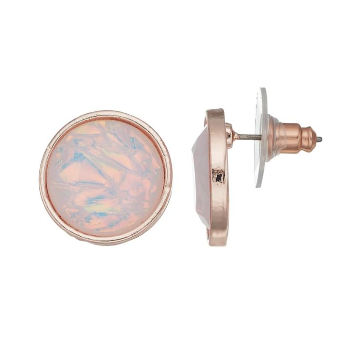 Round Foil Stud Earrings, Women's, Pink