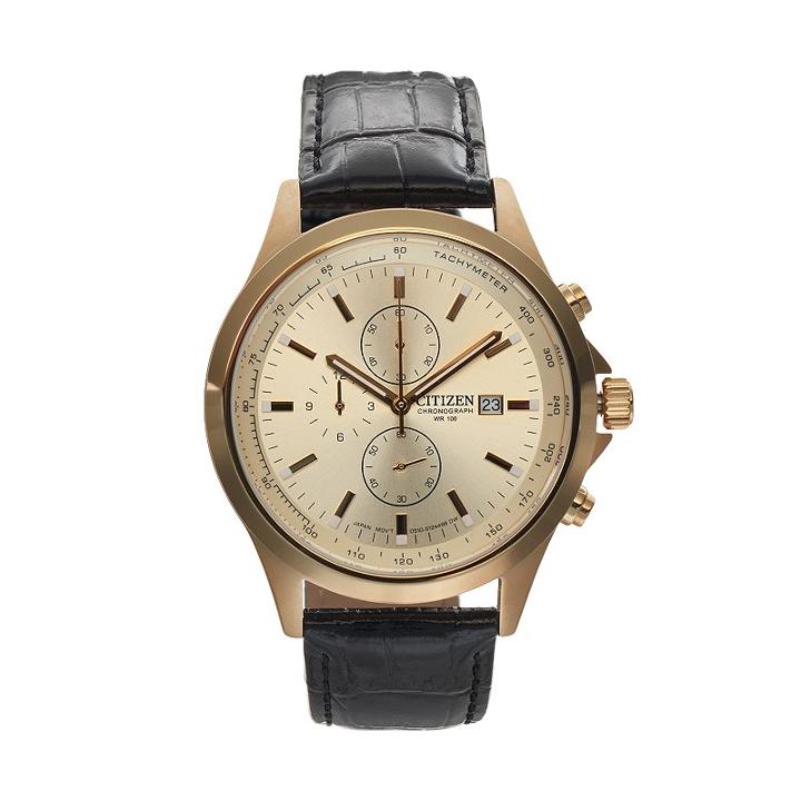 Citizen Men's Leather Chronograph Watch - An3512-03p, Black