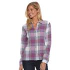 Women's Woolrich Carabelle Plaid Crinkle Shirt, Size: Large, Med Purple
