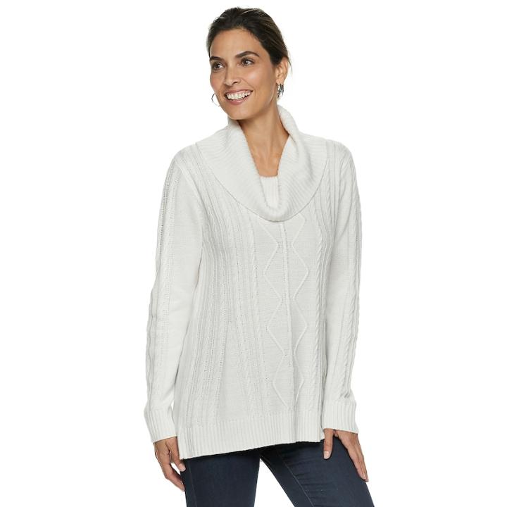 Petite Napa Valley Cable-knit Cowlneck Sweater, Women's, Size: Xl Petite, Natural