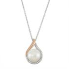 Sterling Silver Freshwater Cultured Pearl & Diamond Accent Teardrop Pendant, Women's, White