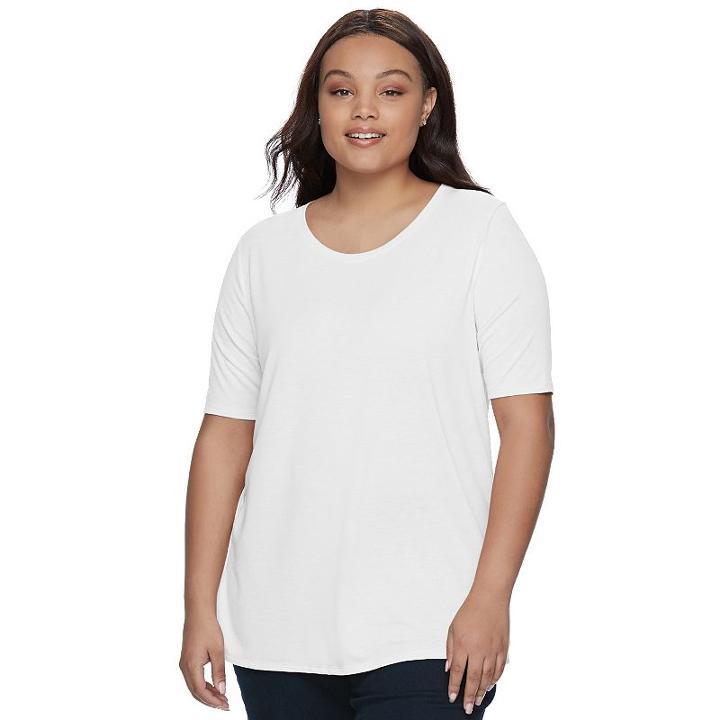Juniors' Plus Size So&reg; Elbow Sleeve Tunic Tee, Teens, Size: 1xl, White