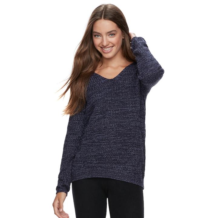 Juniors' So&reg; Lace-up Back Sweater, Teens, Size: Xl, Blue