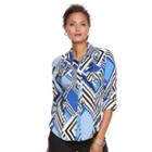 Women's Dana Buchman Nailhead Camp Shirt, Size: Large, Med Blue