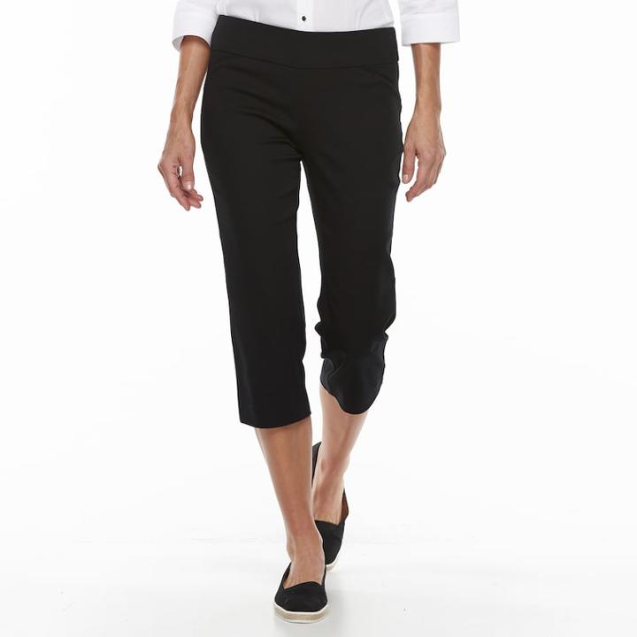 Women's Croft & Barrow&reg; Polished Pull-on Capris, Size: 12, Black