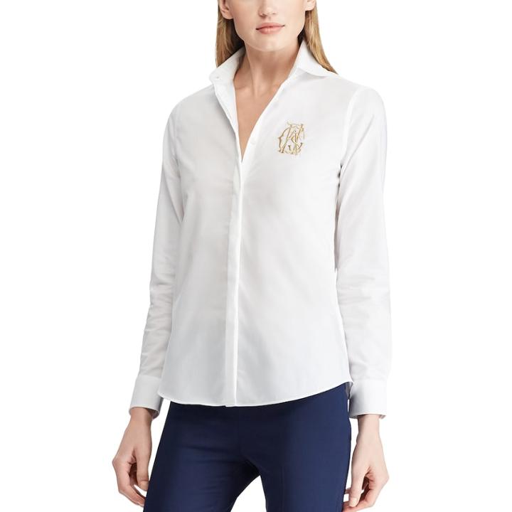 Petite Chaps No Iron Broadcloth Shirt, Women's, Size: L Petite, White