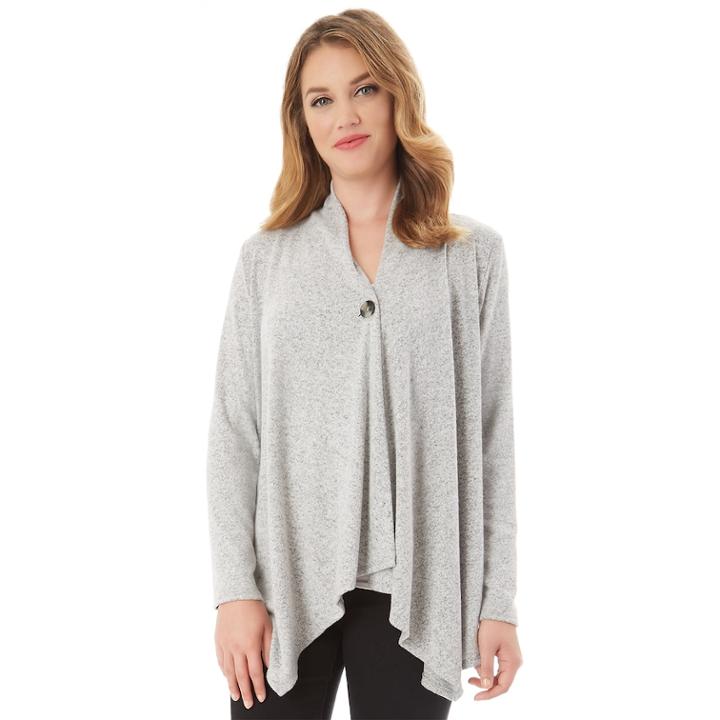Women's Apt. 9&reg; Button Wrap Cardigan, Size: Xs, Light Grey