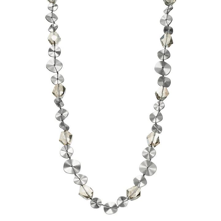 Simply Vera Vera Wang Beaded Disc Long Necklace, Women's, Silver