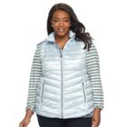 Plus Size Tek Gear Hooded Puffer Vest, Women's, Size: 1xl, Light Blue