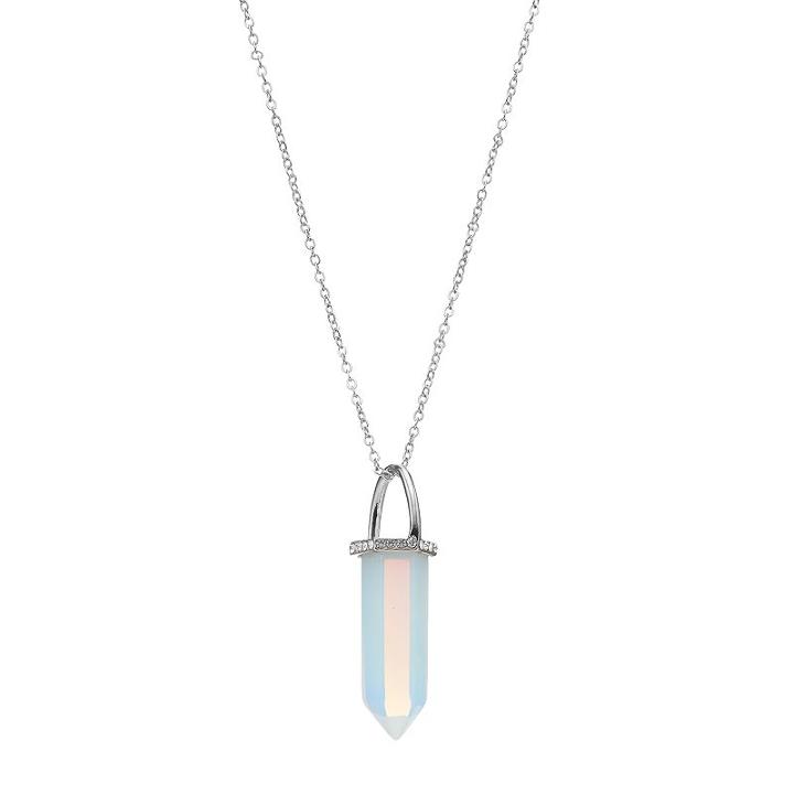 Mudd&reg; Long Simulated Quartz Pendant Necklace, Girl's, Silver