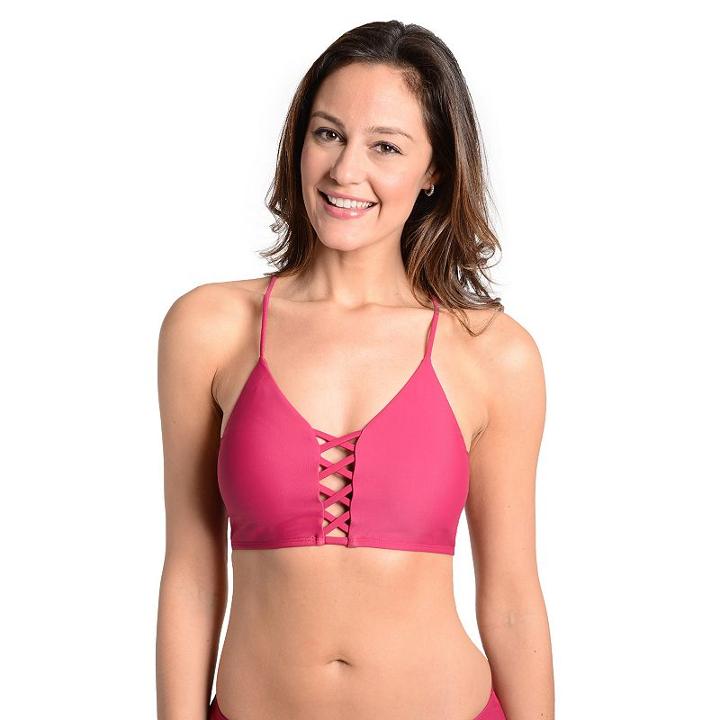 Women's Cyn And Luca Lace-up Bikini Top, Size: Small, Dark Red