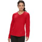 Women's Tek Gear&reg; Microfleece V-neck Tee, Size: Medium, Med Red