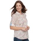 Petite Croft & Barrow&reg; 2-pocket Button Down Shirt, Women's, Size: M Petite, Med Pink