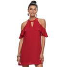 Juniors' Candie's&reg; Flutter Cold-shoulder Dress, Teens, Size: Xs, Med Red