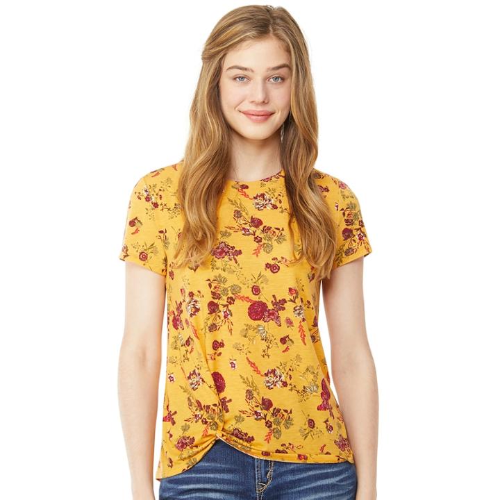Juniors' Wallflower Knot-front Tee, Teens, Size: Xl, Yellow