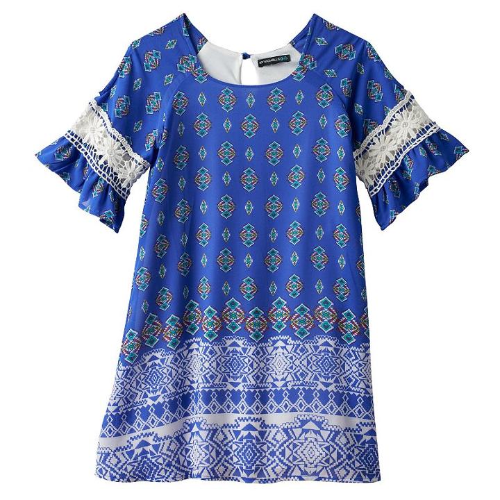Girls 7-16 My Michelle Crochet Bell Sleeve Cold Shoulder Sheath Dress, Girl's, Size: 8, Blue Other