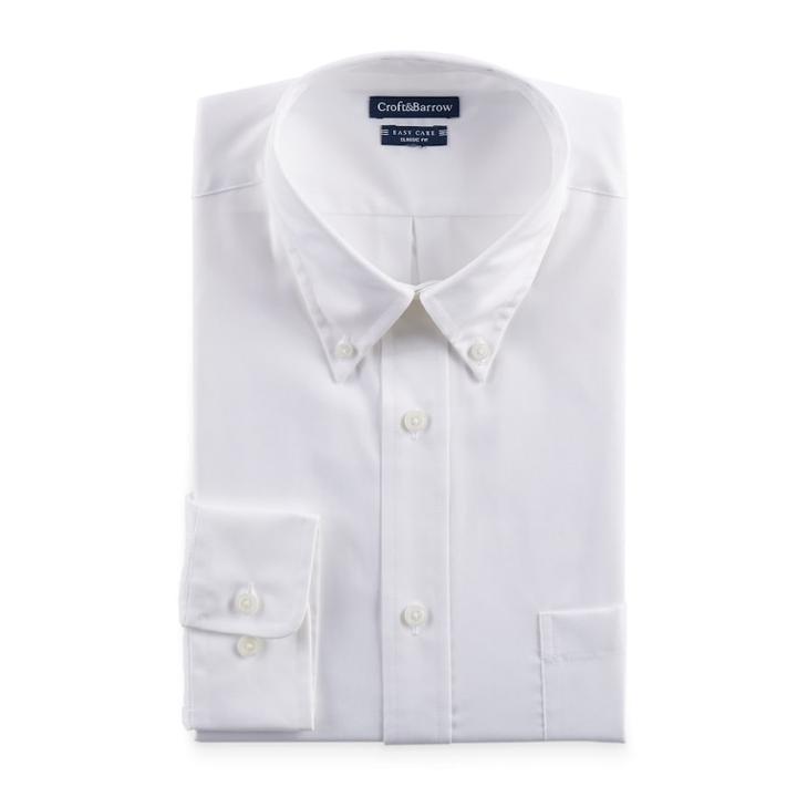 Men's Croft & Barrow&reg; Easy-care Button-down Collar Dress Shirt, Size: 18.5 38/9t, White