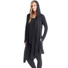 Women's Cuddl Duds Softwear Hooded Wrap Cardigan, Size: Large, Black