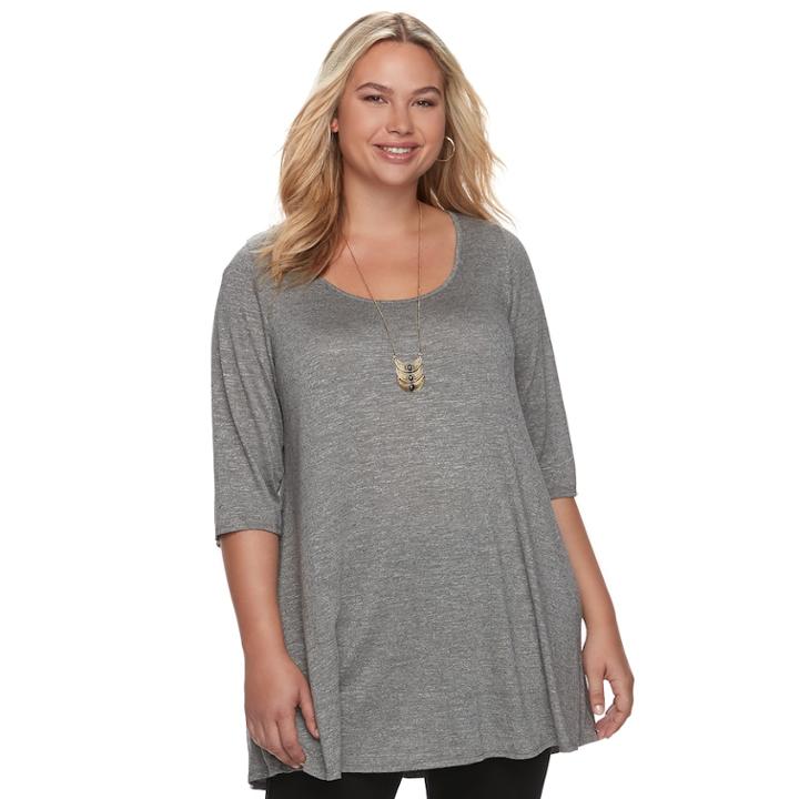 Juniors' Plus Size Heartsoul Lace-up V-back Tunic, Teens, Size: 1xl, Black