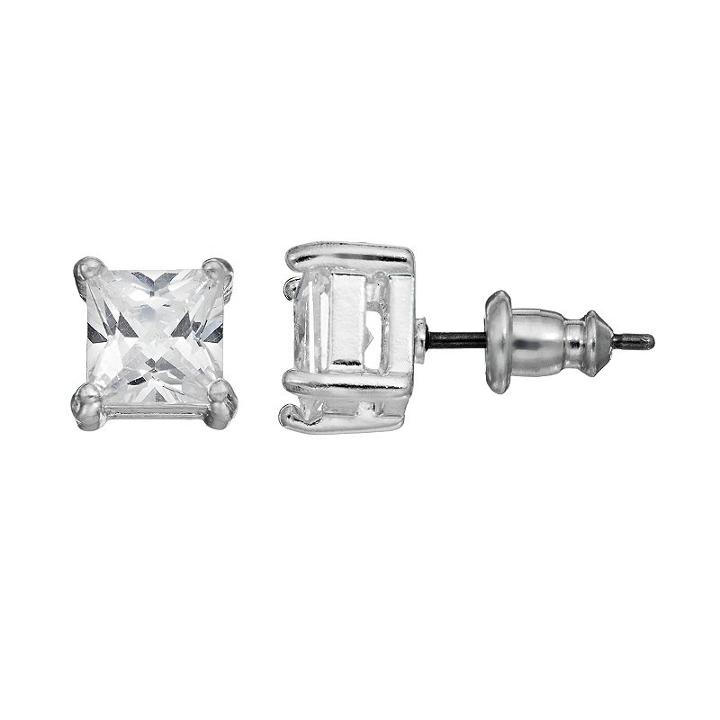 Dana Buchman Cubic Zirconia Solitaire Earrings, Women's, Silver