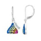 Sterling Silver Rainbow Crystal Hershey's Kiss Drop Earrings, Women's, Blue
