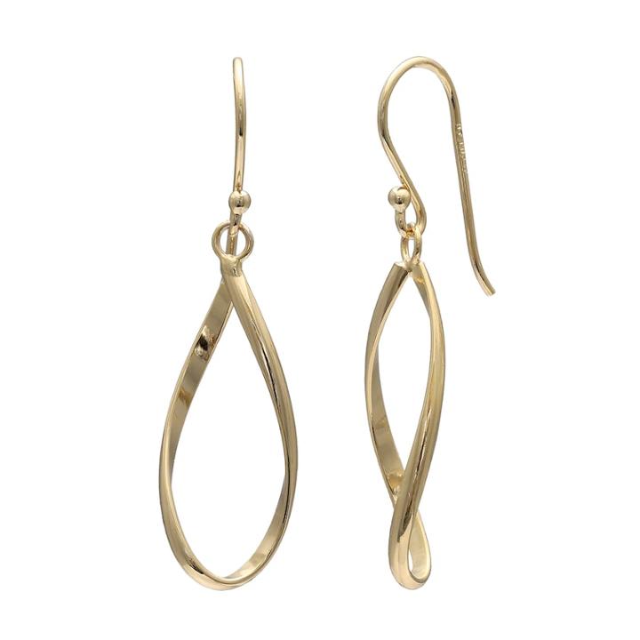 Primrose 14k Gold Over Silver Twist Teardrop Earrings, Women's
