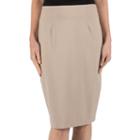 Women's Larry Levine Solid Pencil Skirt, Size: 4, Lt Beige