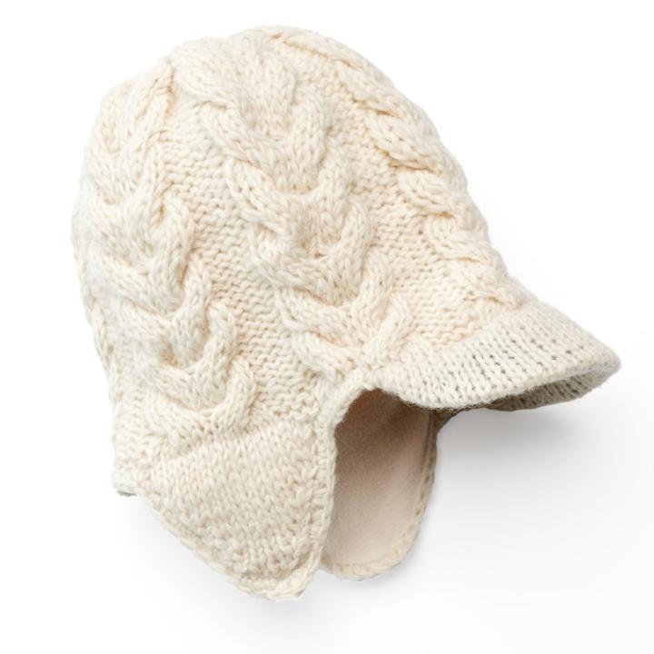 Sijjl Women's Ribbed Brim Wool Beanie, White