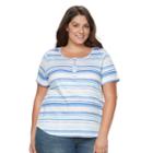 Plus Size Croft & Barrow&reg; Henley Tee, Women's, Size: 1xl, Dark Blue