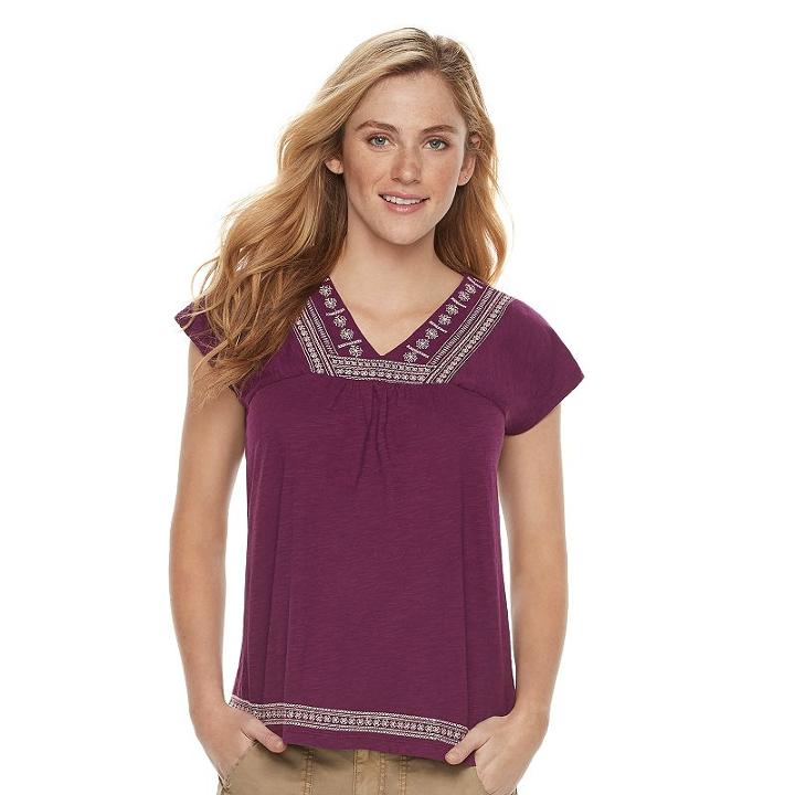 Women's Sonoma Goods For Life™ Embroidered Dolman Tee, Size: Medium, Med Purple