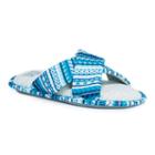 Muk Luks Women's Magda Crossover Memory Foam Slippers, Size: Large, Blue
