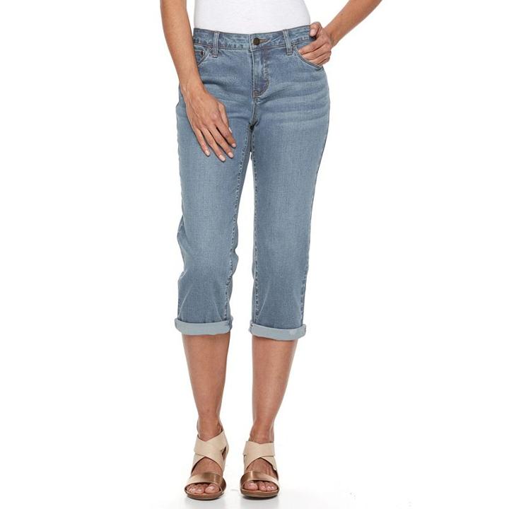 Women's Croft & Barrow&reg; Cuffed Capri Jeans, Size: 18, Blue Other