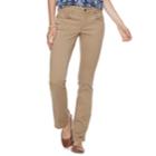 Petite Sonoma Goods For Life&trade; Midrise Sateen Bootcut Pants, Women's, Size: 2p-short, Beig/green (beig/khaki)