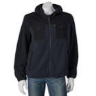 Men's Levi's&reg; Fleece Mixed Media Hooded Jacket, Size: Medium, Blue (navy)