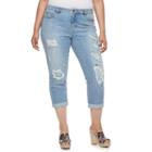 Plus Size Jennifer Lopez Destructed Boyfriend Denim Capris, Women's, Size: 18 W, Blue Other
