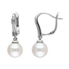 Stella Grace Freshwater Cultured Pearl & Diamond Accent Sterling Silver Drop Earrings, Women's, White