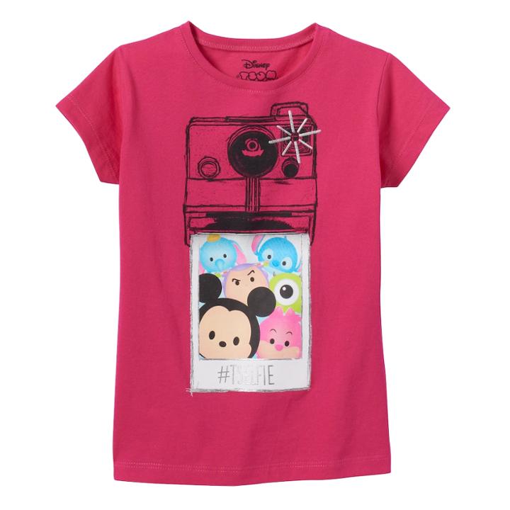 Disney's Tsum Tsum Girls 4-7 #tselfie Graphic Tee, Size: 6, Brt Pink