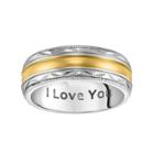 Lovemark Stainless Steel Two Tone I Love You Men's Wedding Band, Size: 10, Yellow