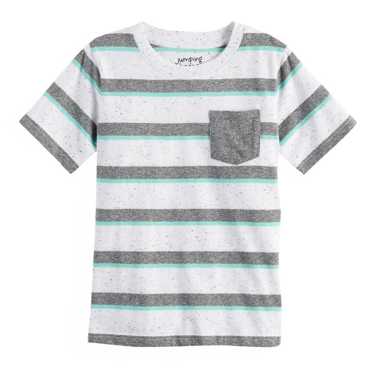 Boys 4-10 Jumping Beans&reg; Striped Pocket Tee, Size: 7, White
