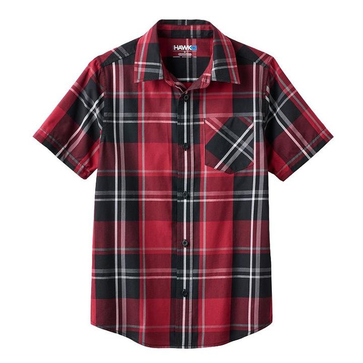 Boys 8-20 Tony Hawk&reg; Plaid Button-down Shirt, Boy's, Size: Medium, Dark Red