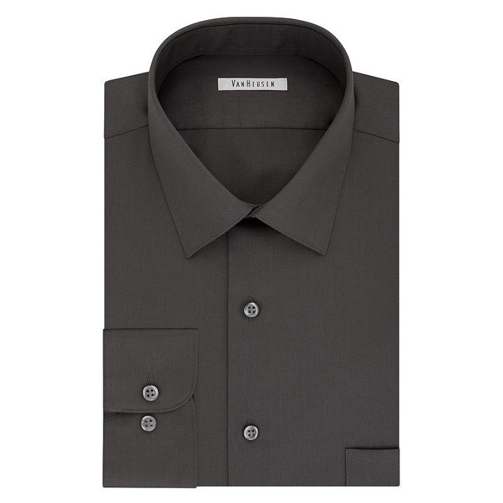 Men's Van Heusen Slim-fit Lux Sateen No-iron Dress Shirt, Size: 14.5-32/33, Grey Other