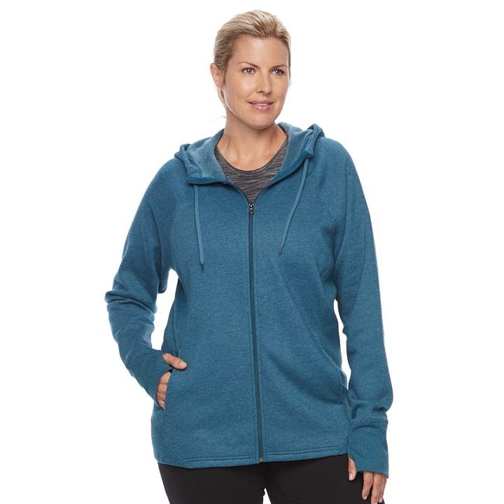 Plus Size Tek Gear® Ribbed Fleece Zip-up Jacket, Women's, Size: 3xl, Turquoise/blue (turq/aqua)